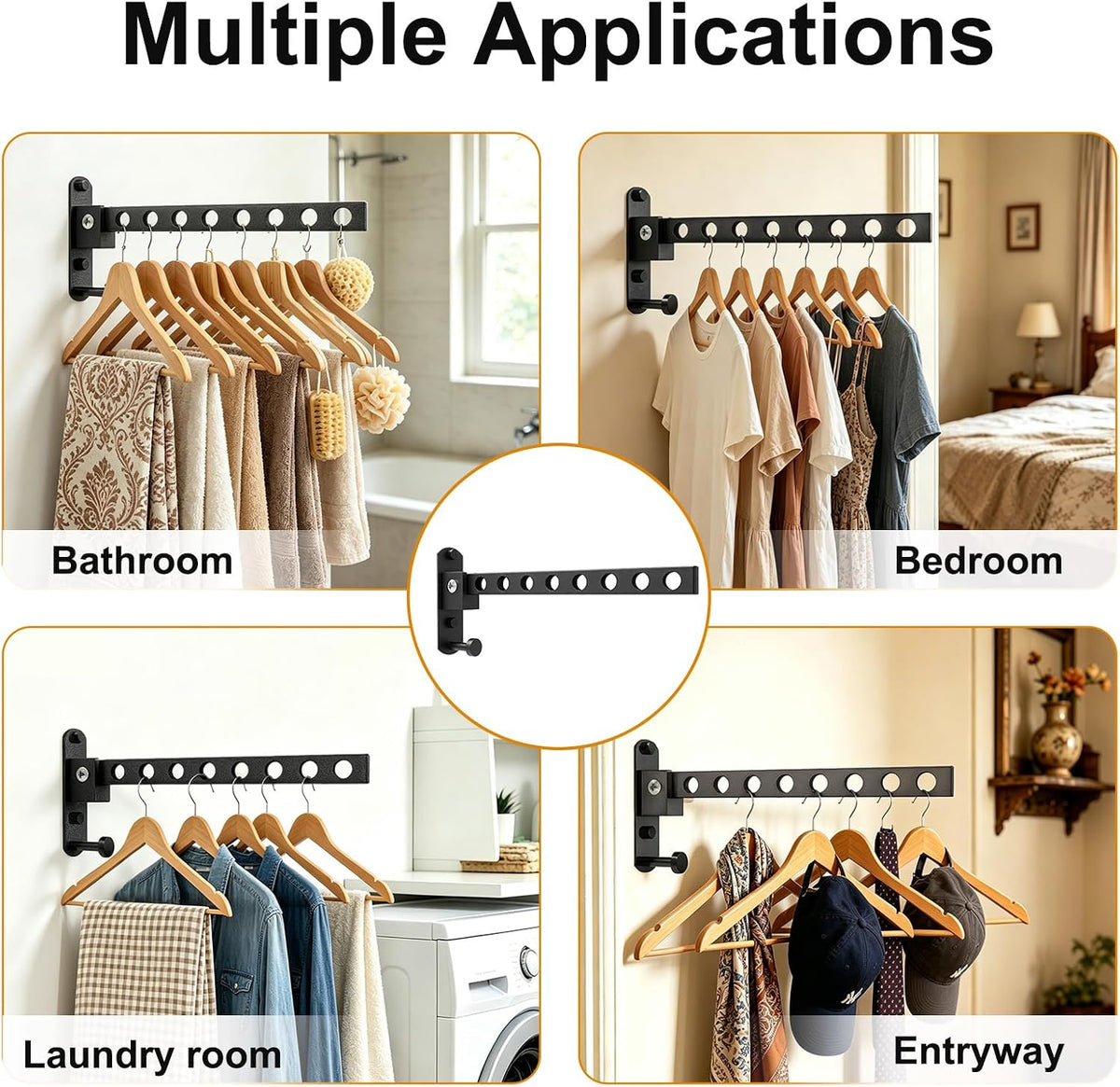 Wall Mounted Clothes Drying Rack, Space Saver, Easy Install, 1 Pcs