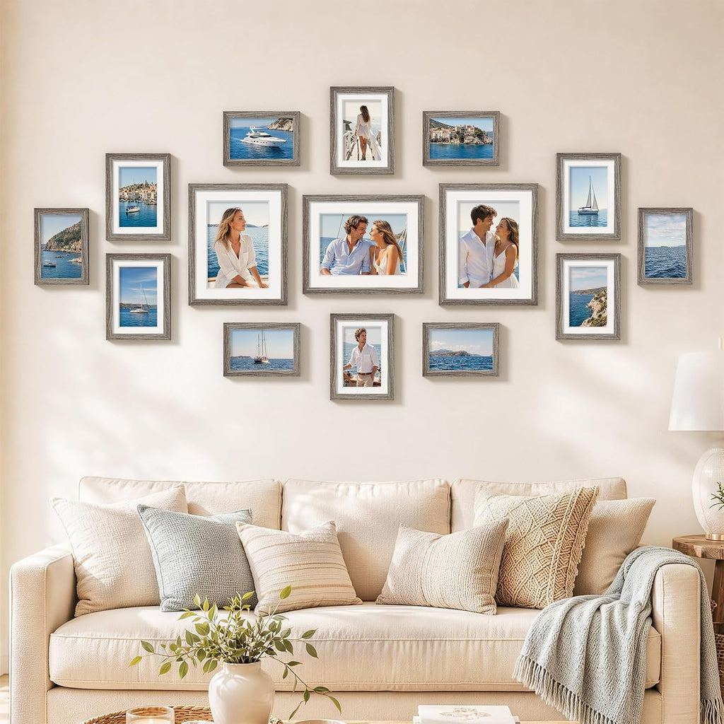 Pallene 15 Pack Picture Frames Collage Wall Decor, Dark Grey
