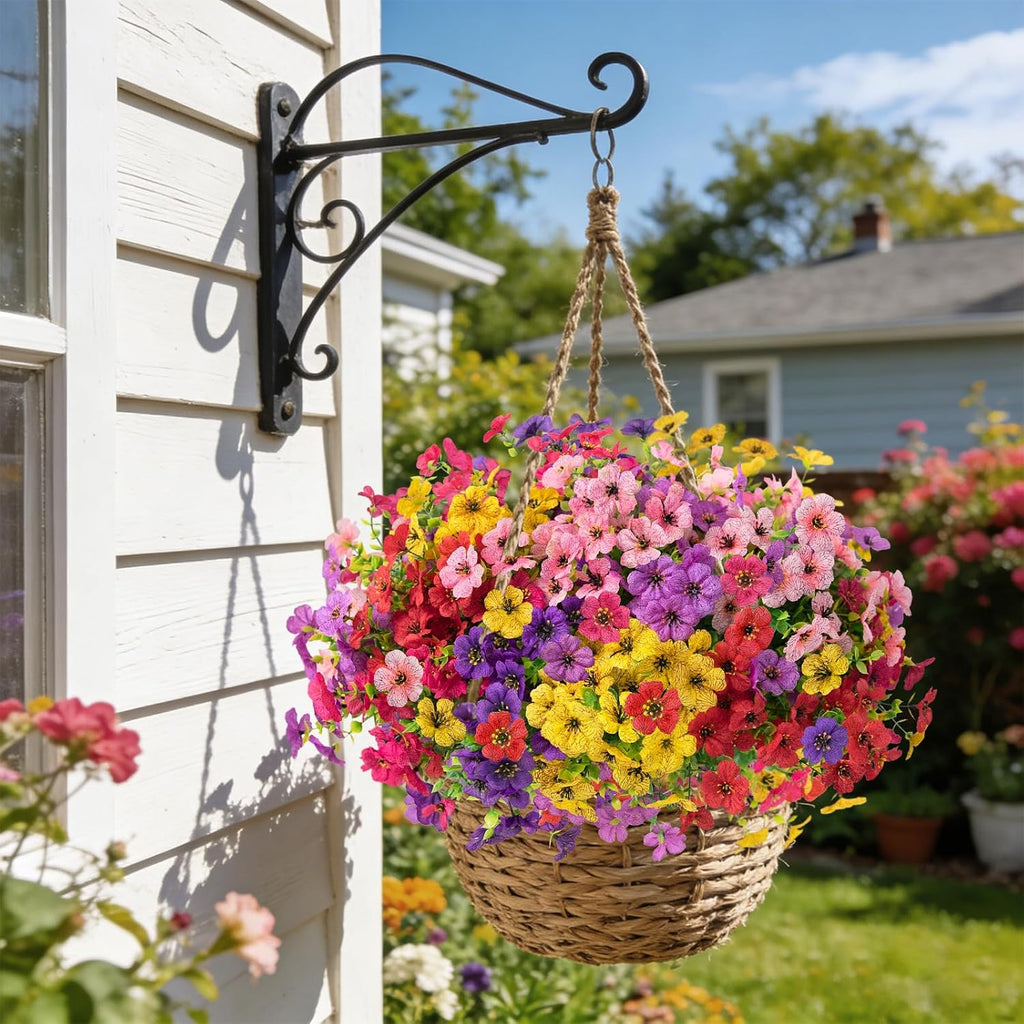 12 Bundles Artificial Flowers for Outdoors, Fake Silk Plastic Flowers for Outside, UV Resistant Faux Plants for Outside Garden Porch Window Home Planters Decoration (6 Multicolor)