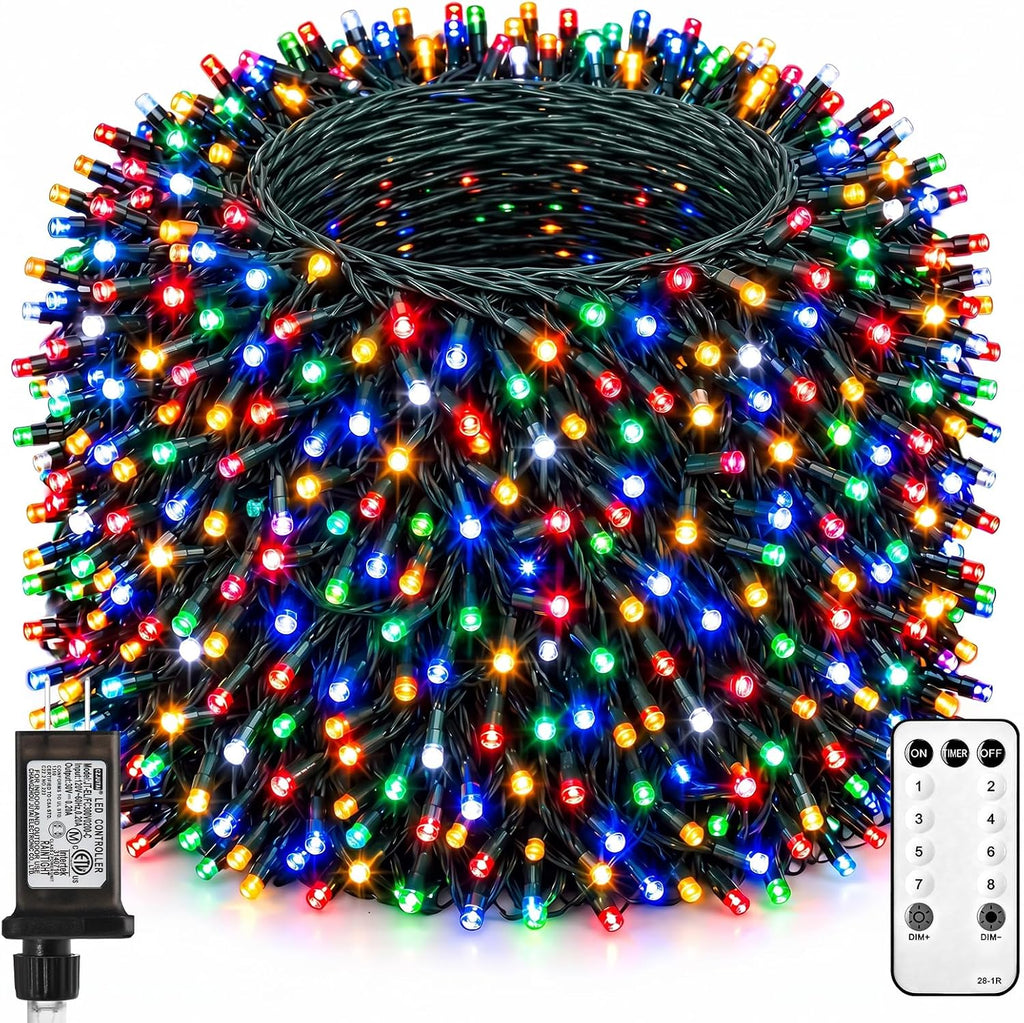 330FT 1000LED Christmas Lights Outdoor, Remote & Timer, Dimmable Multicolor