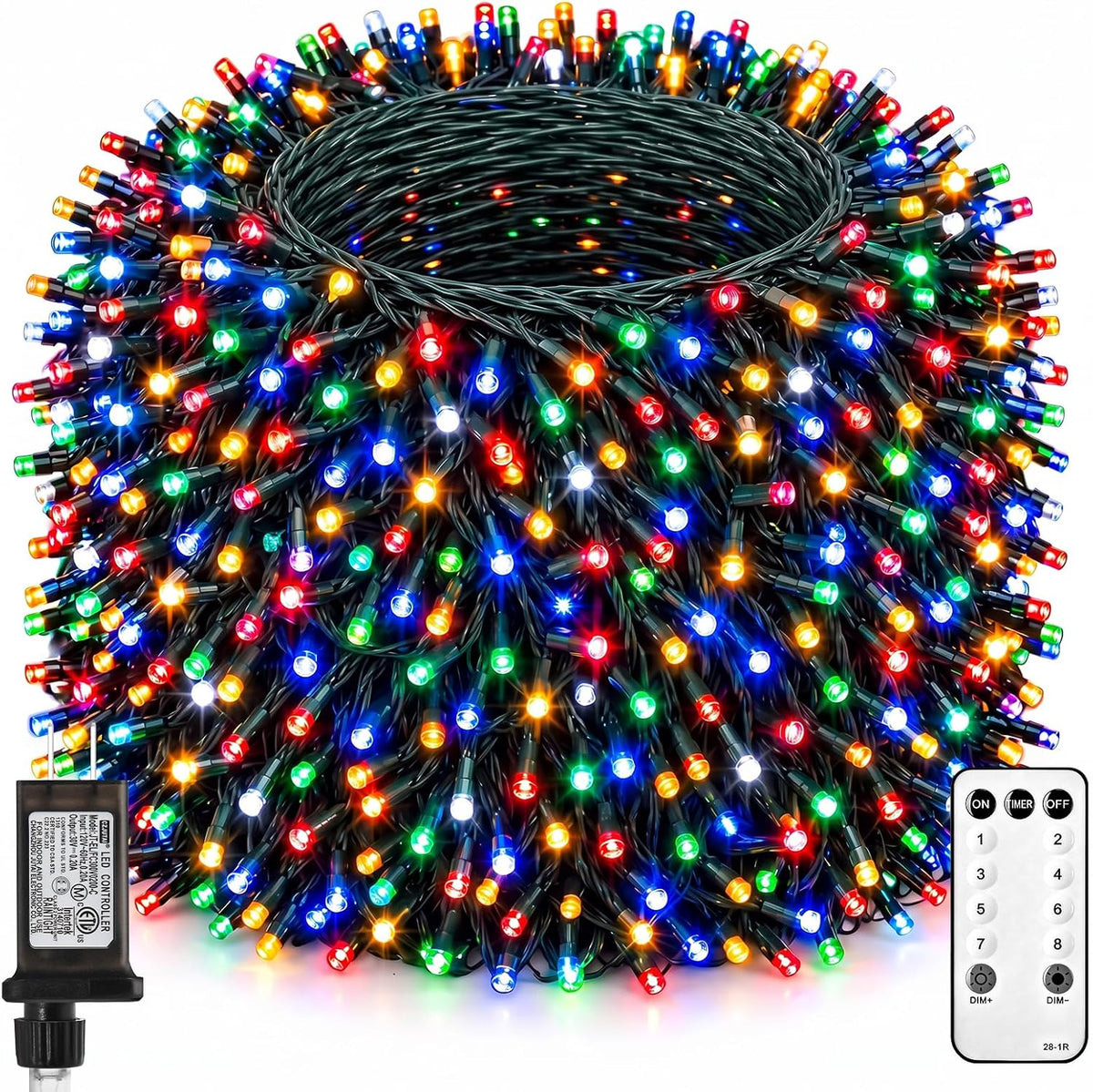 330FT 1000LED Christmas Lights Outdoor, Remote & Timer, Dimmable Multicolor