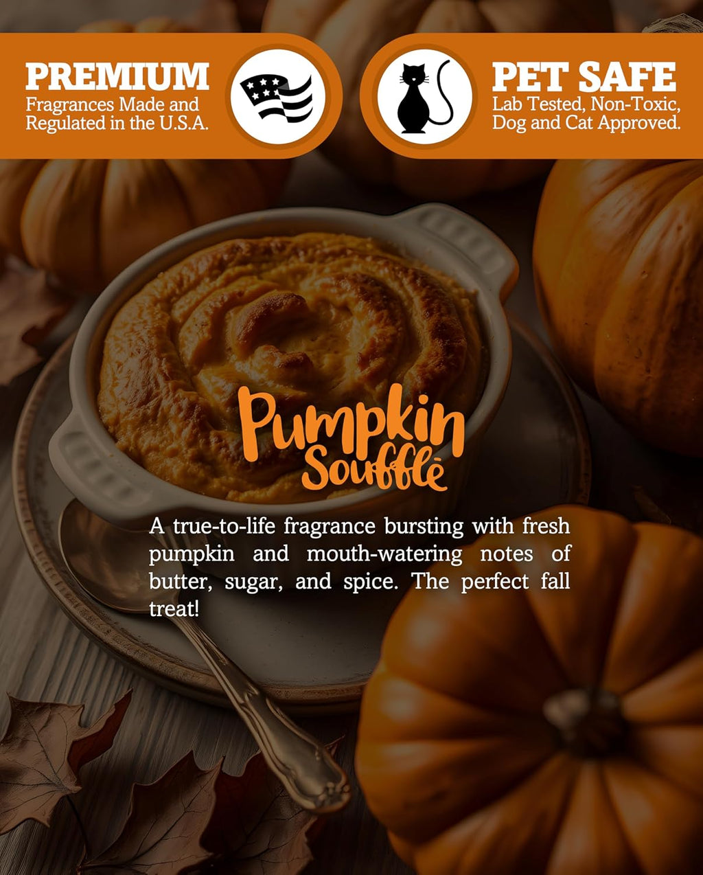 Shortie's Candle Company Pumpkin Souffle Premium Wax Melts 4 Pack - 12 Oz., Strong & Long Lasting, Non-Toxic - Made with Essential & Natural Oils - Formula 117