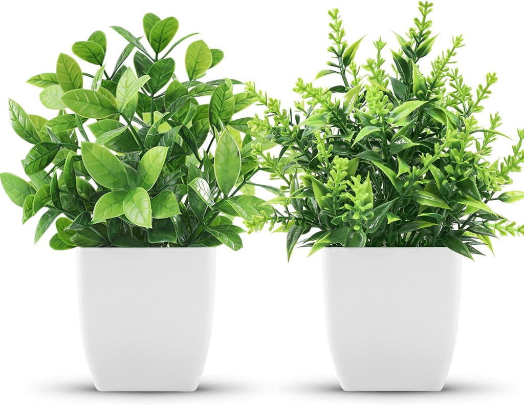 Der Rose 2 Pack Fake Plants Small Faux Plants Indoor for Office Desk Decor