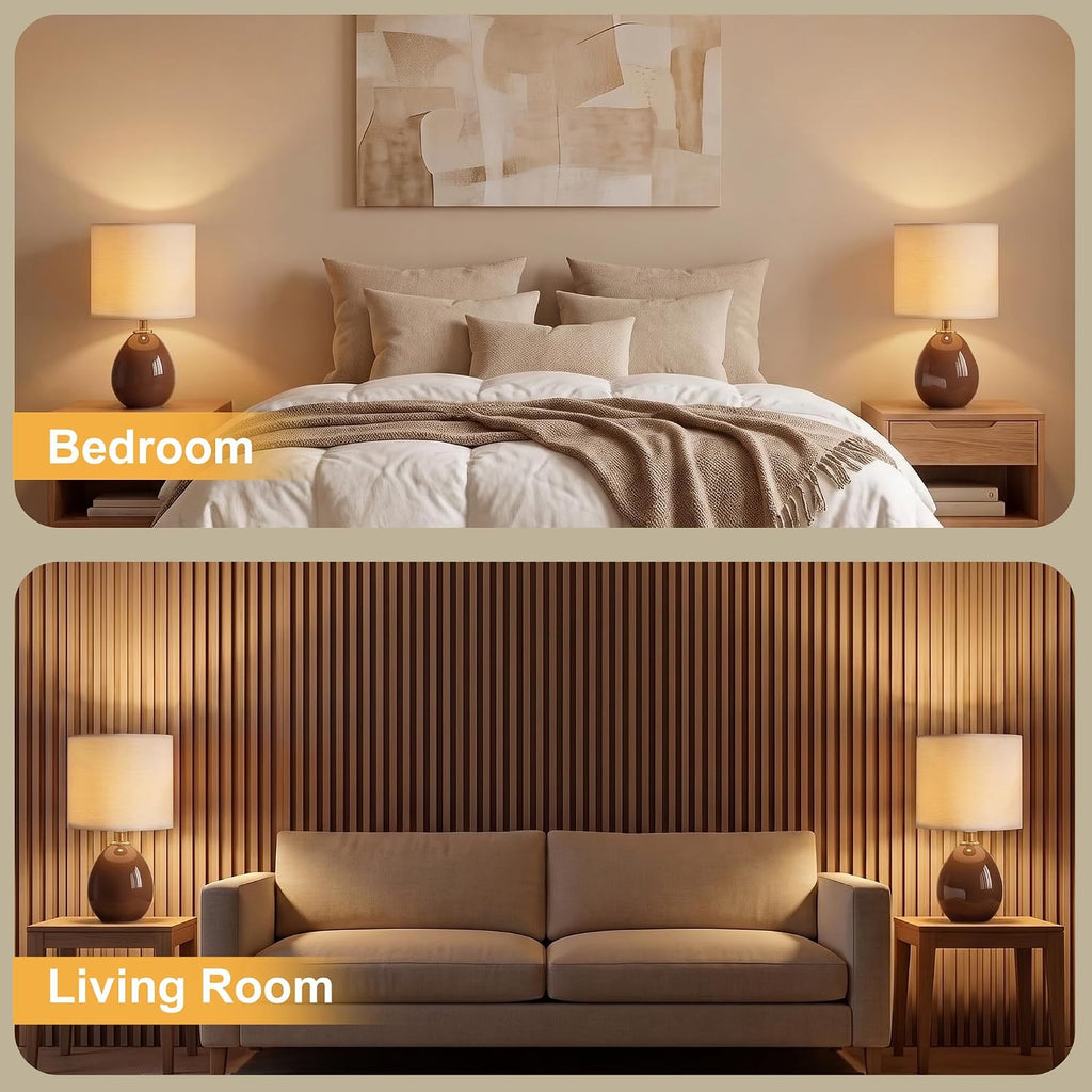 Dawnwake 17.7" Ceramic Table Lamps Set of 2 for Living Room Bedroom, Coffee