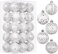 30PCS Silver/White Christmas Ball Ornaments Set for Xmas Tree Decorations