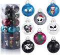 Nightmare Christmas Ball Ornaments Set, Skull Pattern Jack White and Black Xmas Tree Decorations, Plastic Shatterproof Hanging Balls Halloween Decor, 2.36”/60mm (24, Colorful)