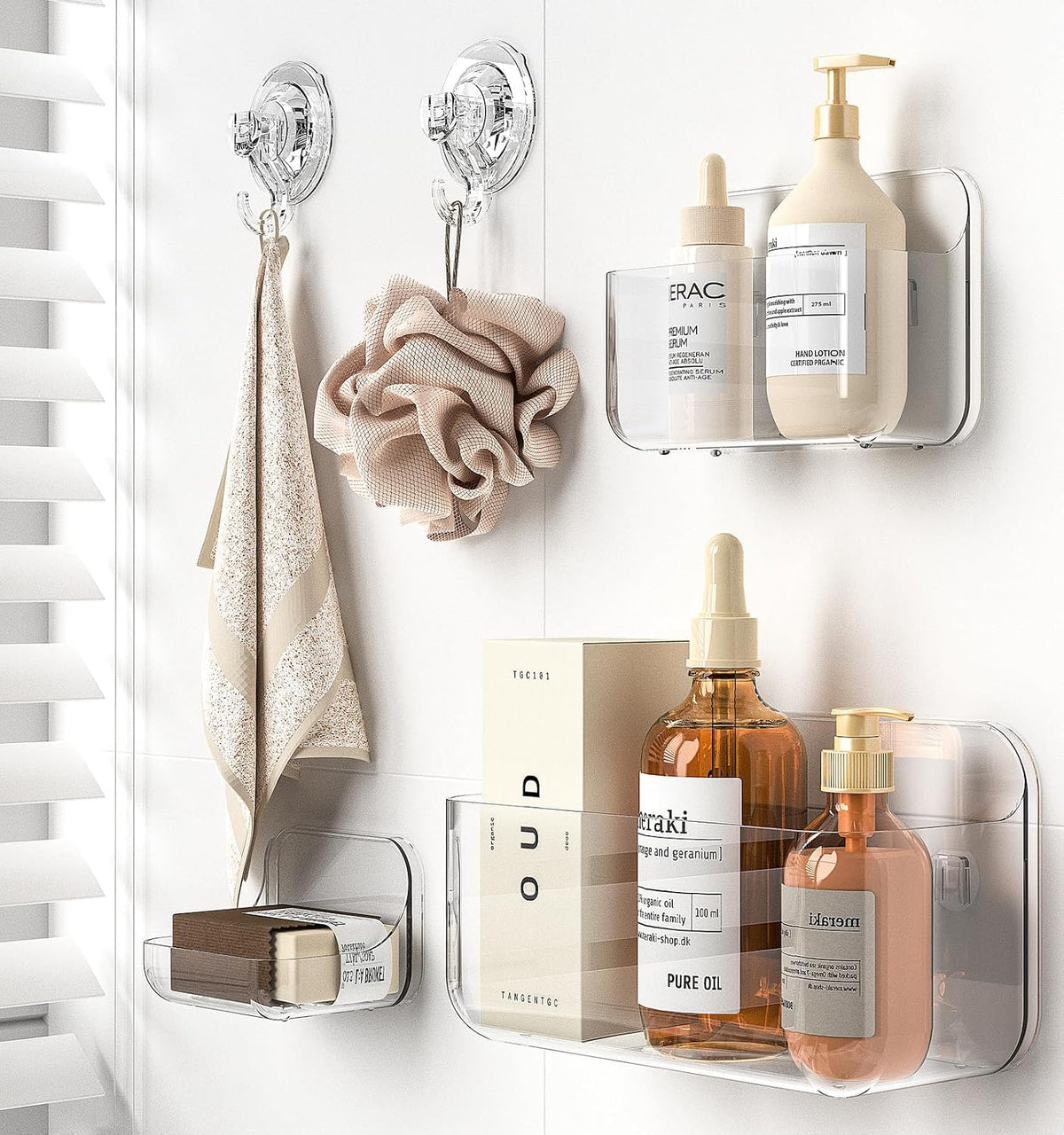 Shower Shelves 5 Pack Clear Acrylic Bathroom Organizer Caddy