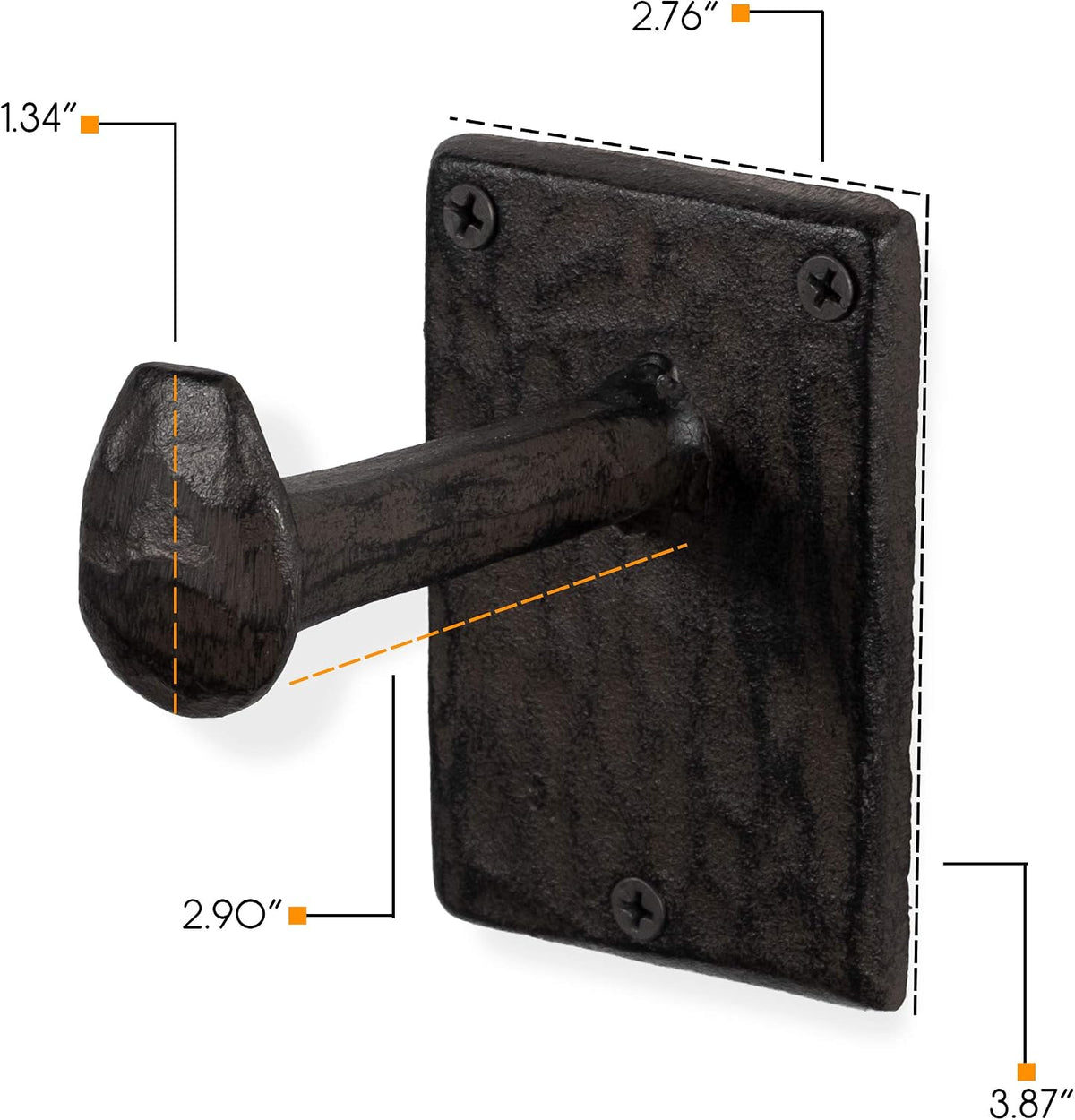 Rustic State Billow Wall Mount Cast Iron Hooks, Black, Set of 2