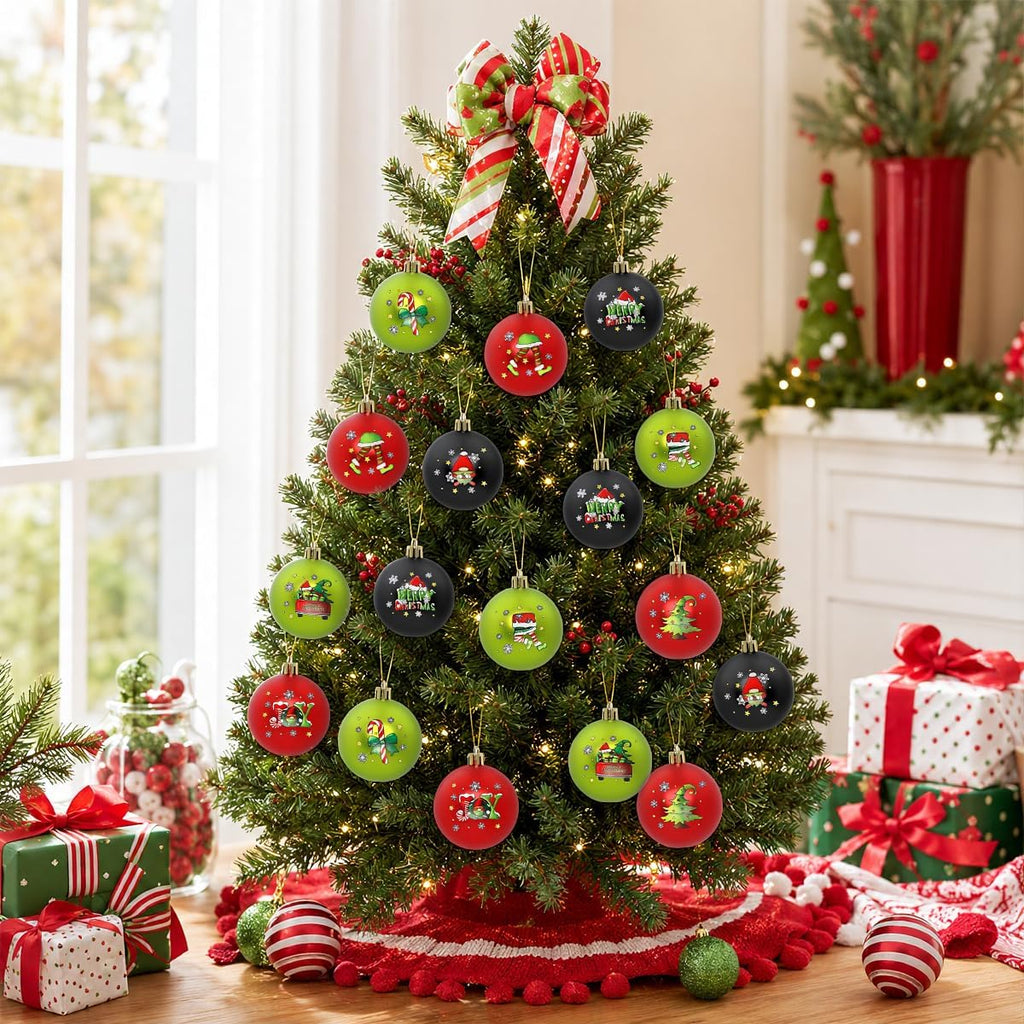 16Pcs Double-Sided Christmas Balls Tree Ornaments Set Decorations Baubles