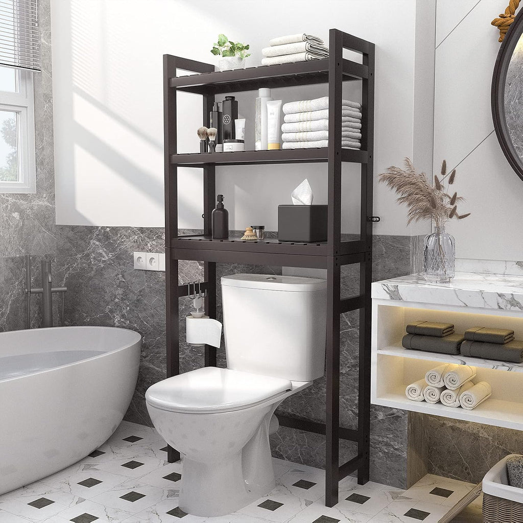 Homykic Over The Toilet Storage, 3-Tier Bamboo Bathroom Shelf, Espresso