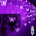 Butterfly Curtain Lights, 4.9ft 48 LED USB Window Fairy Lights 10 Butterflies 8 Modes Firefly Twinkle String Lights for Room Bedroom Wall Ceiling Party Wedding Christmas (Purple)