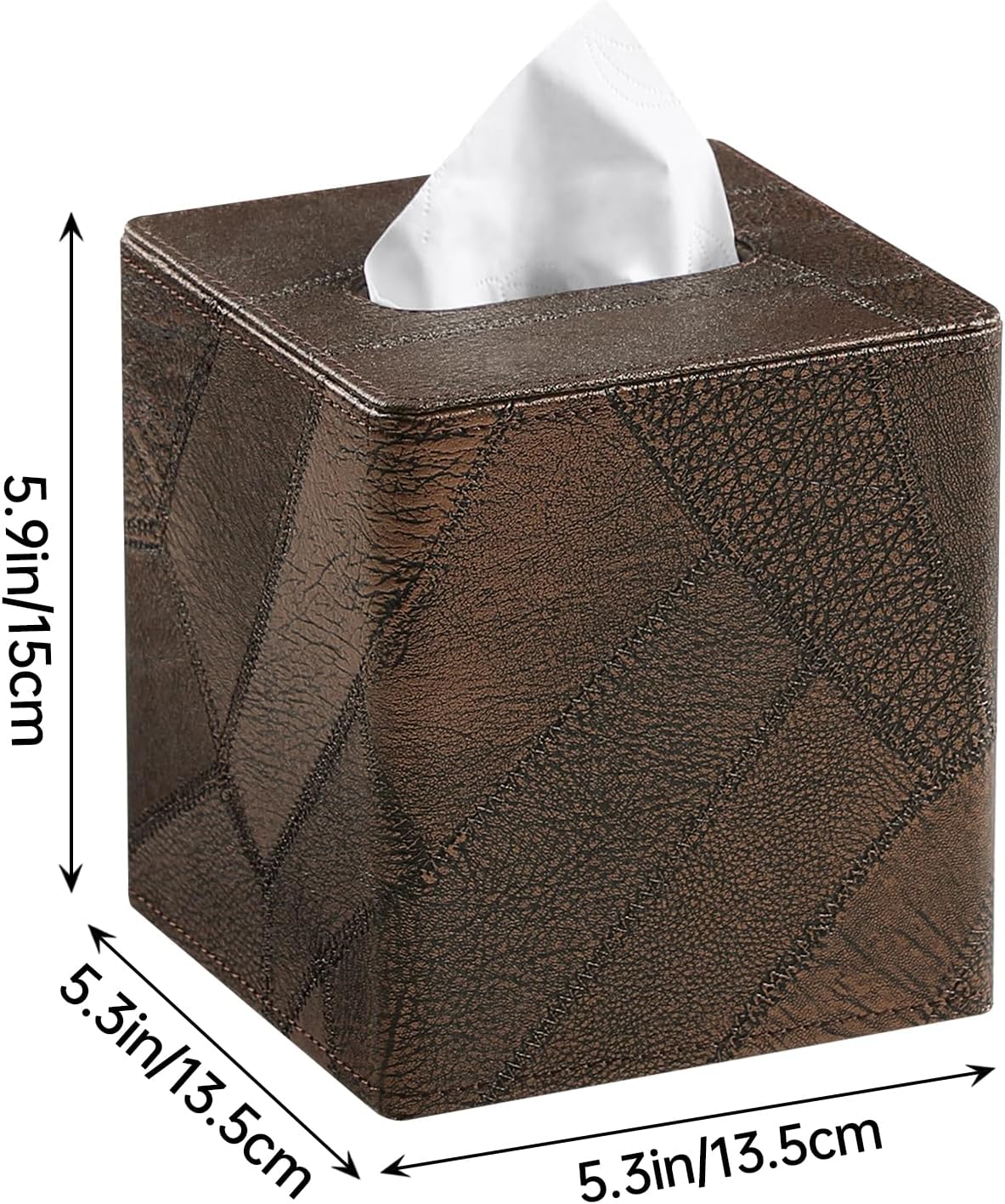Square Tissue Box Cover, Stylish Leather Tissue Box Holder with Magnetic Bottom, Used As A Decorative Tissue Holder for Living Rooms, Bedrooms, and Desks (Brown Vintage)