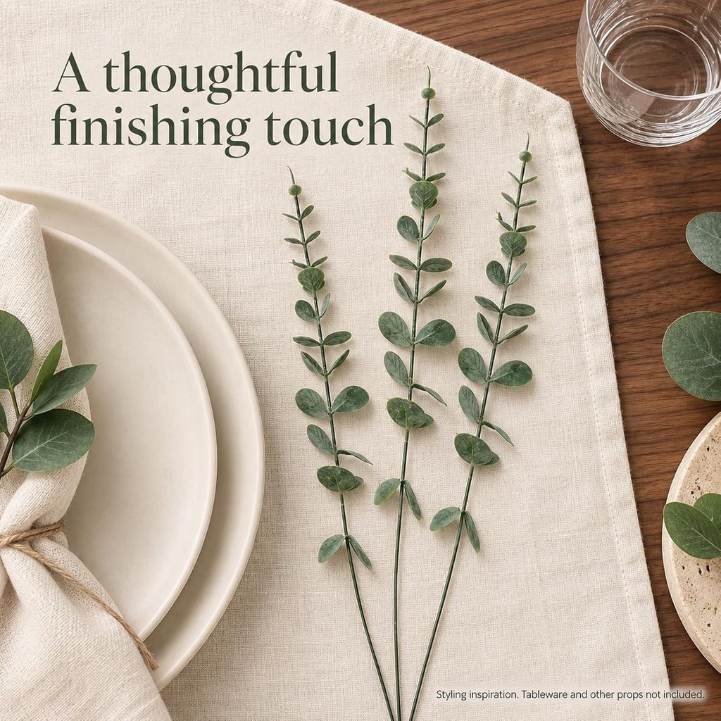 Fake Plants, 200Pcs Eucalyptus Stems Artificial Flowers, Fake Eucalyptus Leaves Stems, Plastic Grey Green Touch Leaf Branches for Home Office Flowers Bouquet Centerpiece Wedding Decoration
