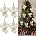 Roowest 4 Sets Large Velvet Christmas Ball Clusters Ornaments White Decor
