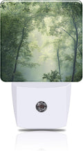 Misty Green Forest Night Light, Plug-in Nightlight with Dusk to Dawn Auto Sensor for Home Bedroom Hallway Kitchen 0.5W Sleep Friendly Led Lamp for Women Men