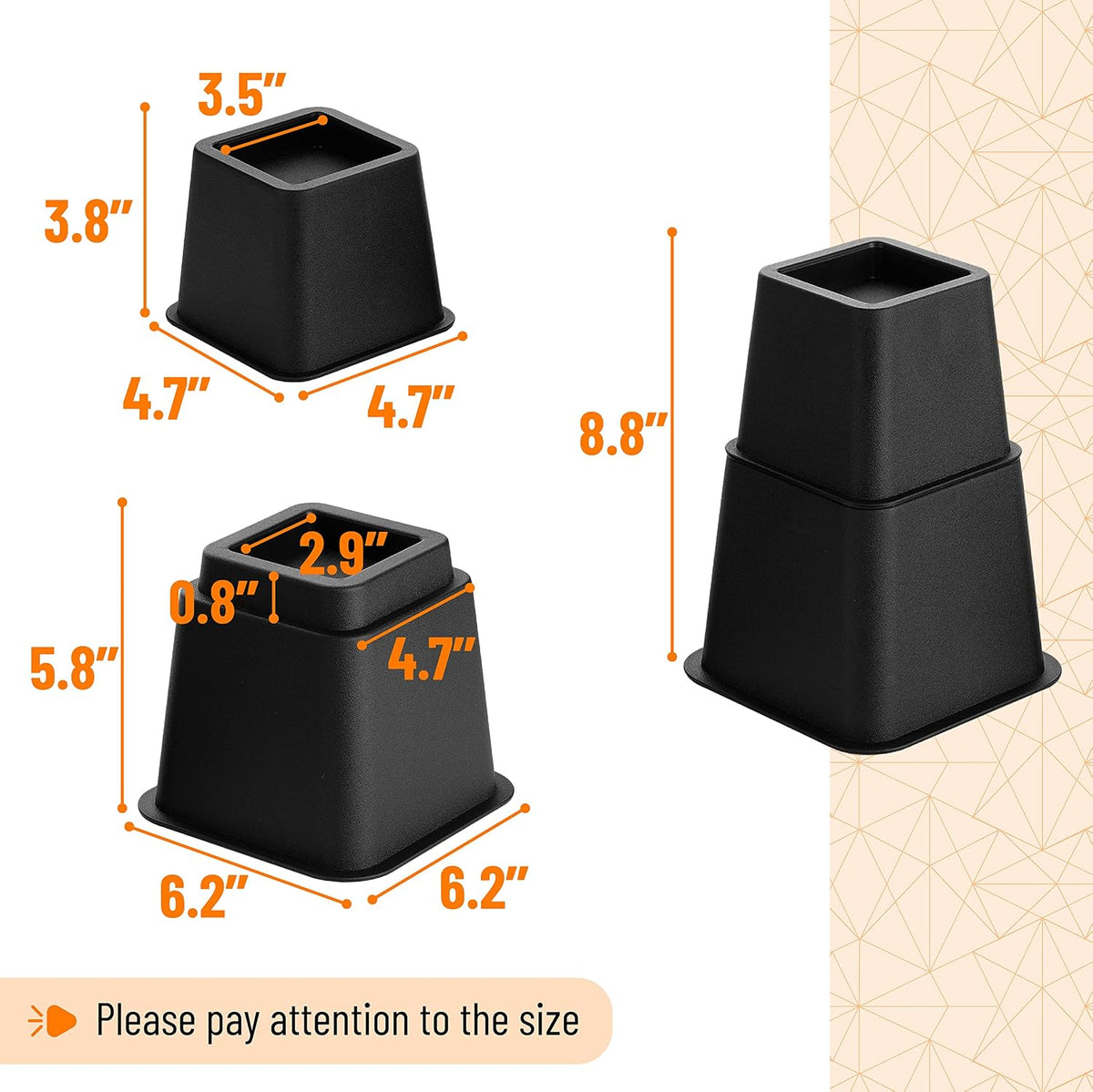 Mr. Pen- Adjustable Bed Risers, Furniture Risers, Set of 4 Risers