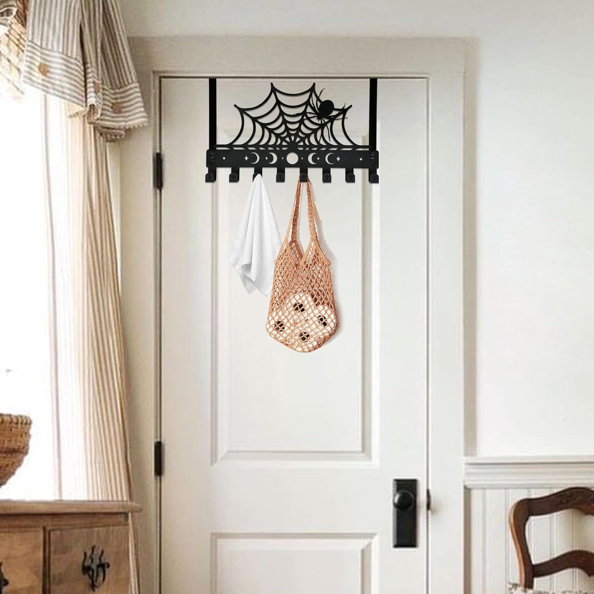 Gothic Spider Over The Door Hooks Goth Bathroom Decor Organizer Halloween