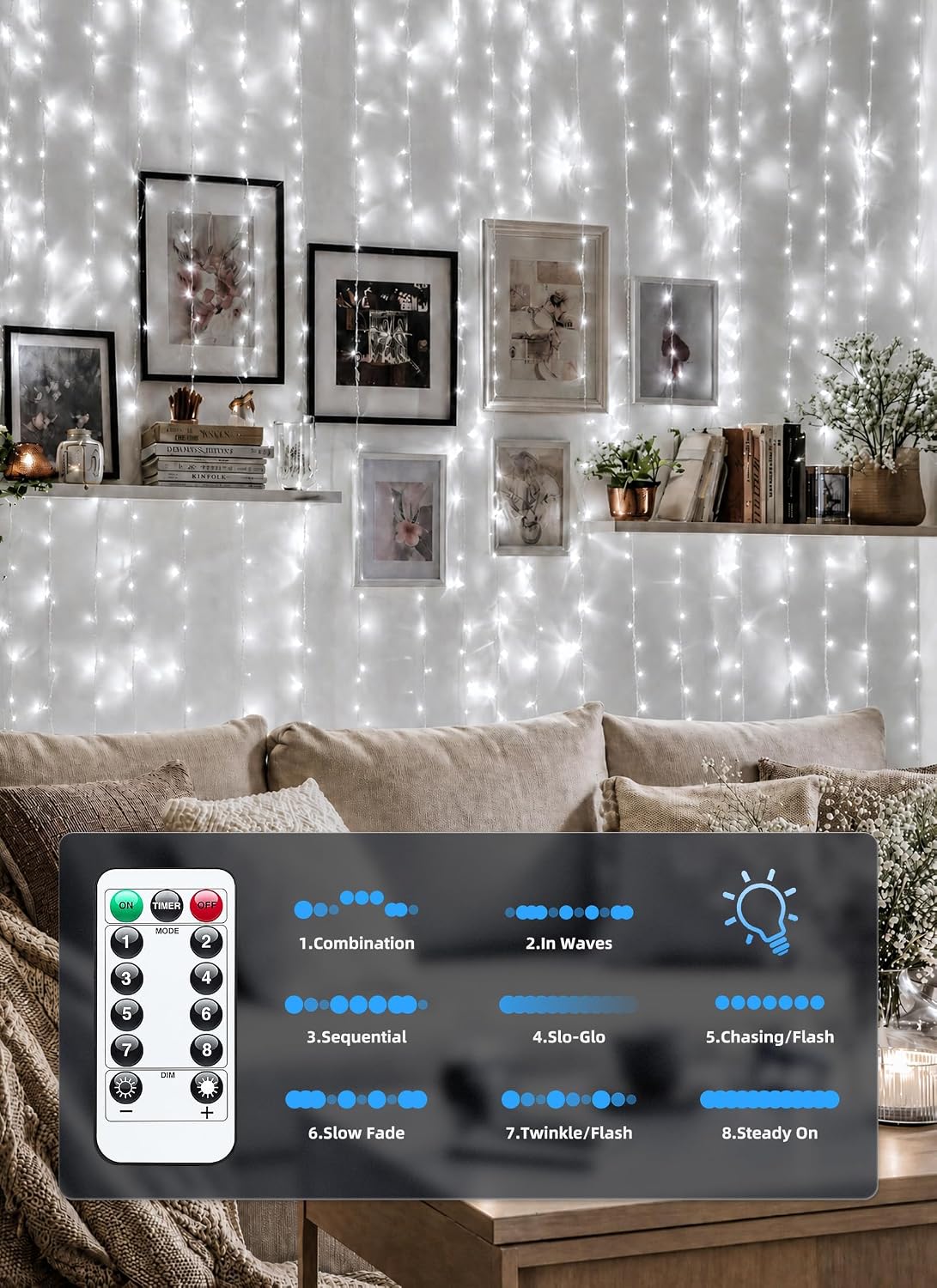 Brightown 300 LED Curtain Lights, 9.8ftx9.8ft Winter Wonderland Decorations