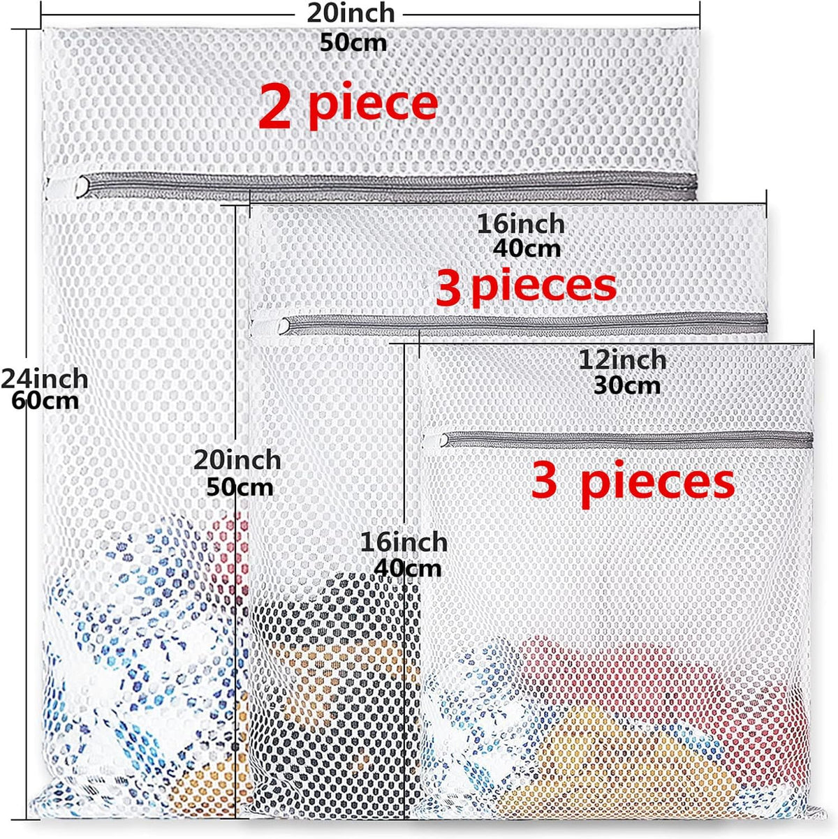 8 Packs Mesh Laundry Bags for Delicates 3 Sizes with Non Rust Zipper