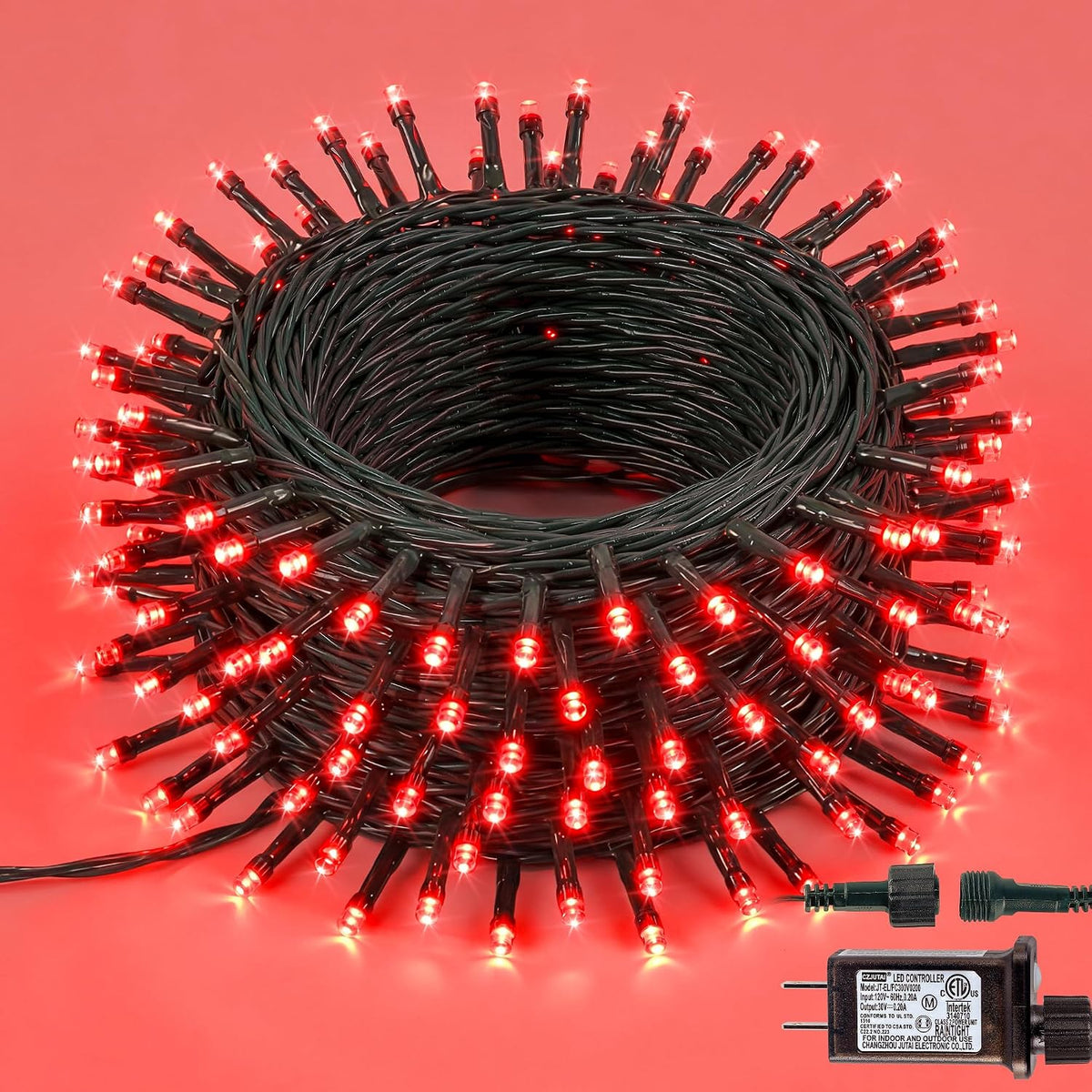 Hopolon 33FT 100 LED Red Halloween Christmas Fairy Twinkle String Lights