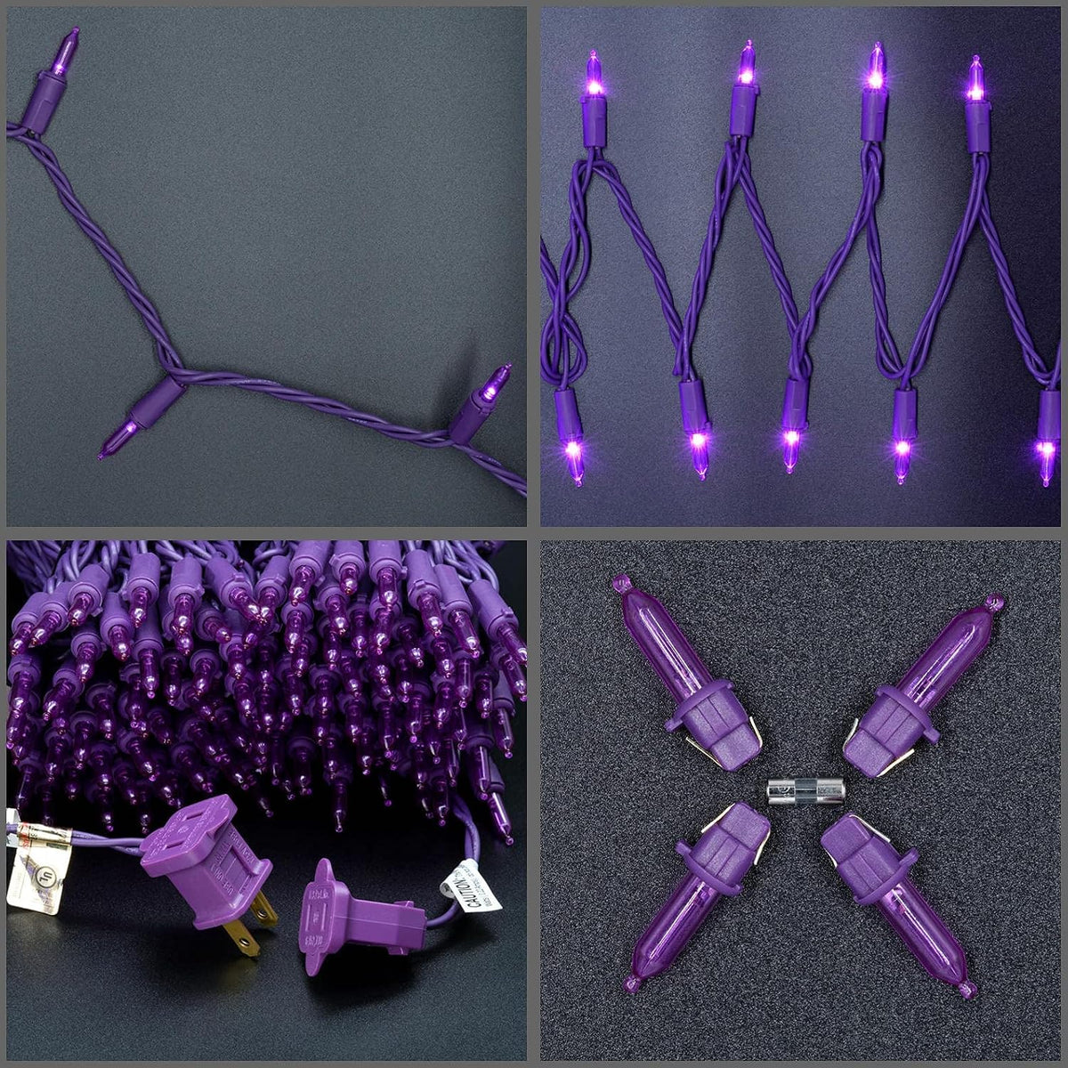 YULETIME 200 Purple Christmas String Lights, 2-Set 33' 100 LED Purple Wire