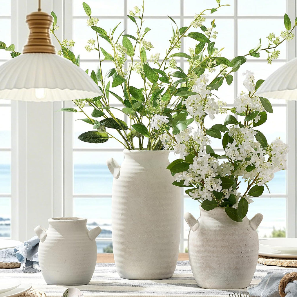 Vanselia Ceramic Flower Vase Home Decor Living Room Table Vase (12" Rustic)