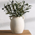 Dobbyby Ceramic Flower Vase 7.6 inch Farmhouse Rustic Vase Decorative Pottery Terracotta Vases for Home Decor Table Mantle Fireplace Living Room Bathroom Wedding Centerpiece (White-Upgraded)