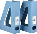 Acrimet Magazine File Holder, Vertical Desk Organizer, Solid Blue, 2 Pack