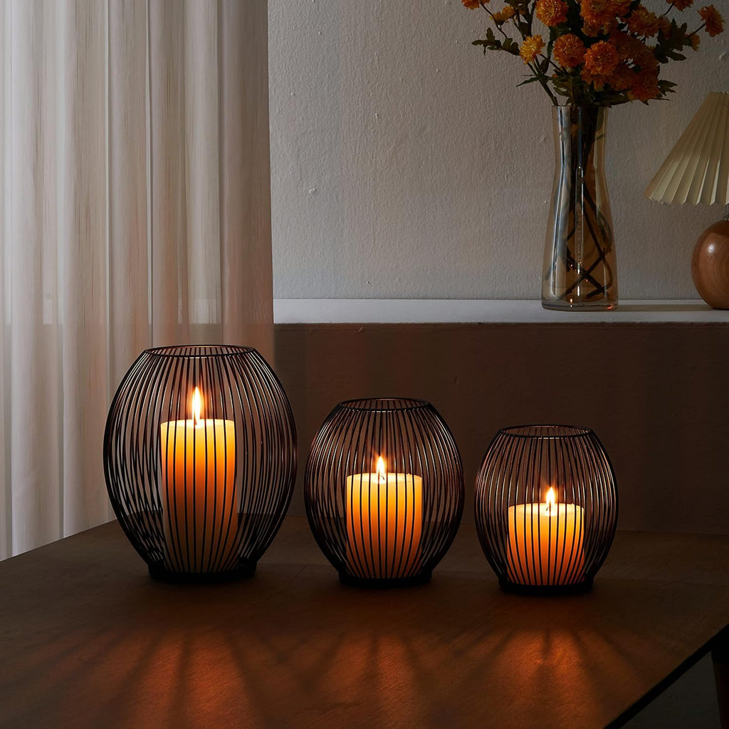 OLEEK Large Metal Candle Holder - Outdoor Lanterns for Patio - Iron Candle Holder - Decorative Candle Holders for Pillar Candles - Table Candles Holders Decor - Iron Candle Stands - Candles Holder