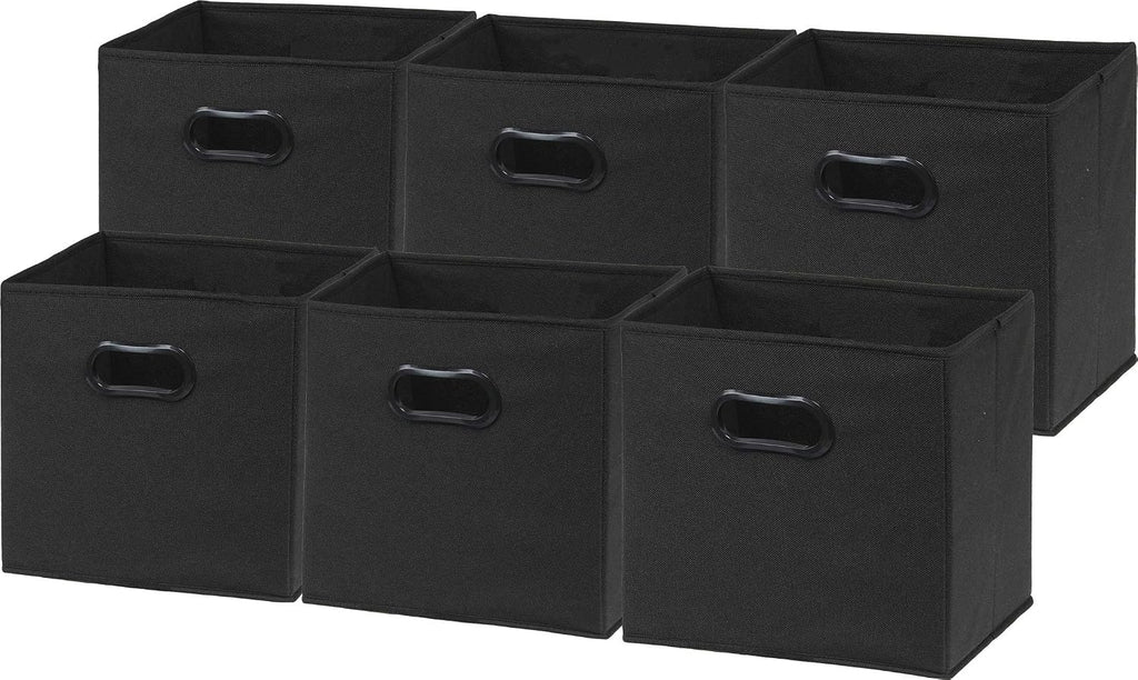 Simple Houseware 11-Inch Foldable Cube Storage Bins with Handles, Black