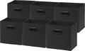Simple Houseware 11-Inch Foldable Cube Storage Bins with Handles, Black