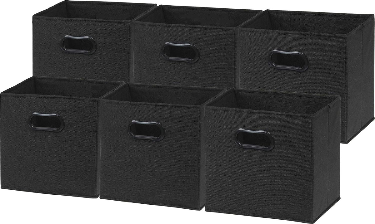 Simple Houseware 11-Inch Foldable Cube Storage Bins with Handles, Black