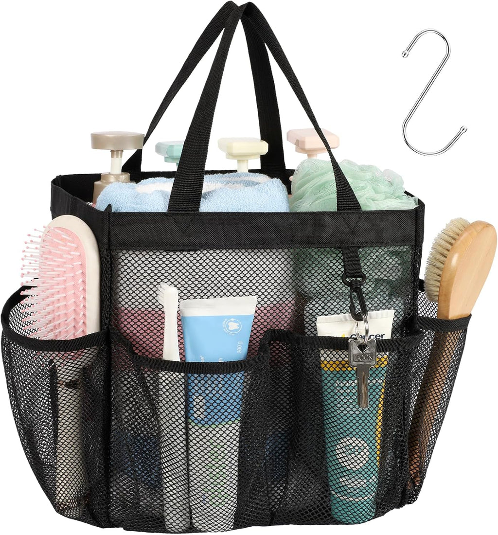 Mesh Shower Caddy Portable - 8 Pockets, Hanging Shower Bag for Dorm Camping