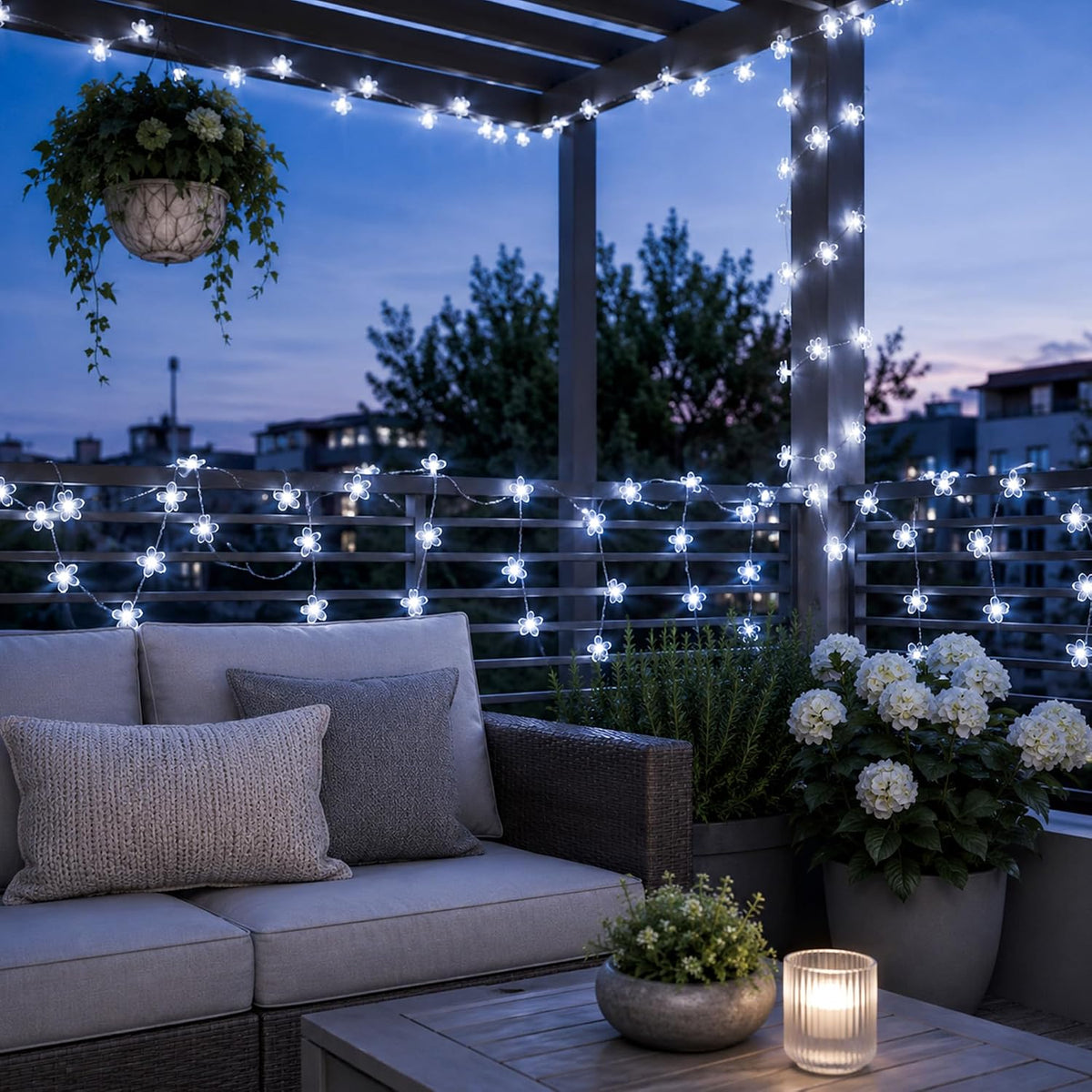 33ft 100 LED Plug in White Cherry Blossom Christmas Flower String Lights