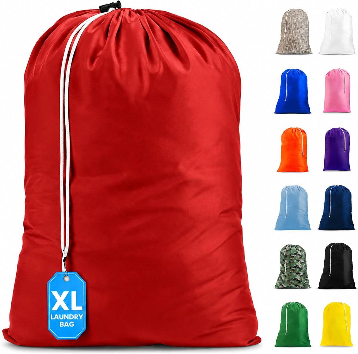 Handy Laundry Extra Large Heavy Duty Laundry Bag – Durable Nylon, Locking Drawstring, Machine Washable, Fits Hamper or Basket, Travel & Dorm Essentials, Holds Up to 3 Loads (Red)