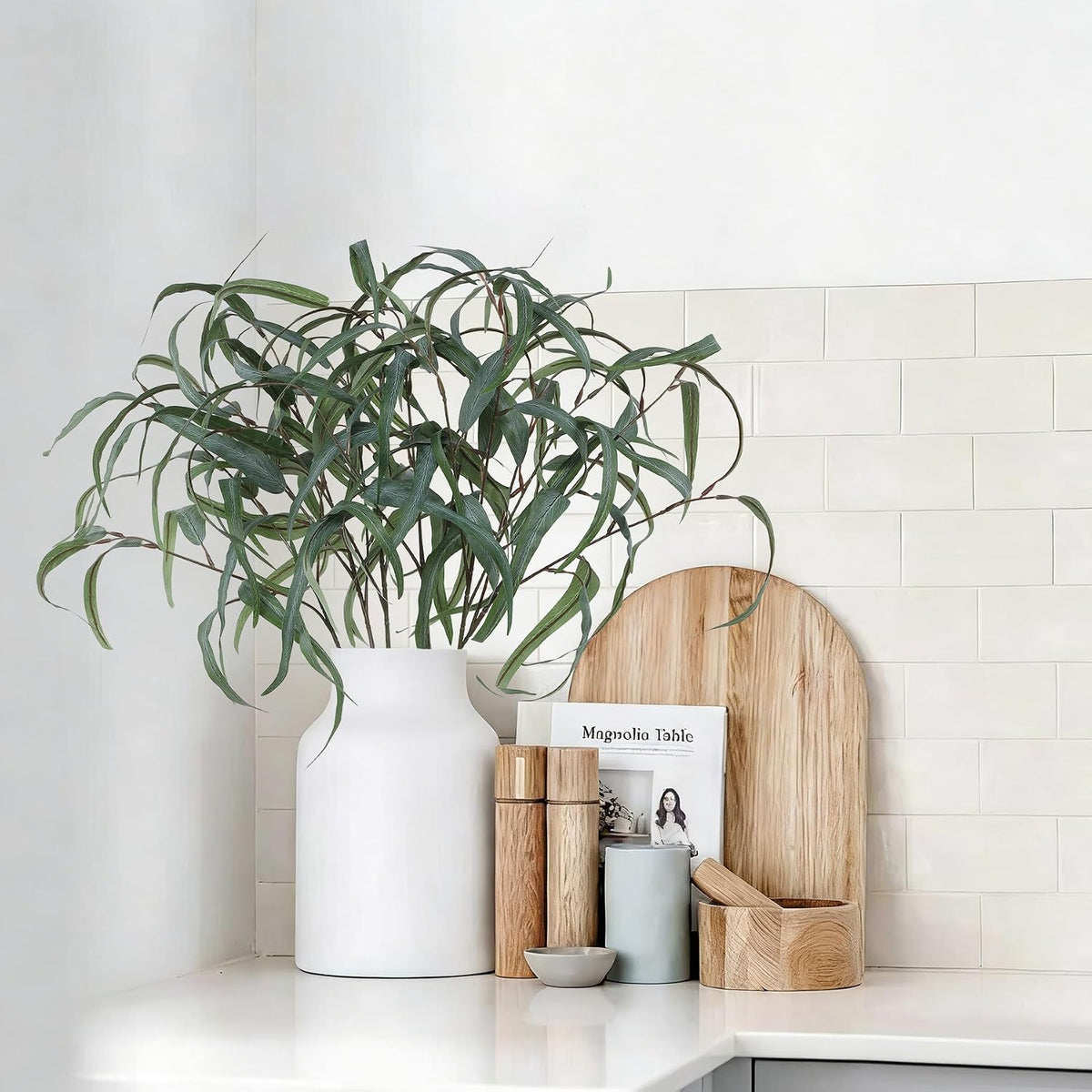6pcs Artificial Willow Eucalyptus Stems,Long Leaves