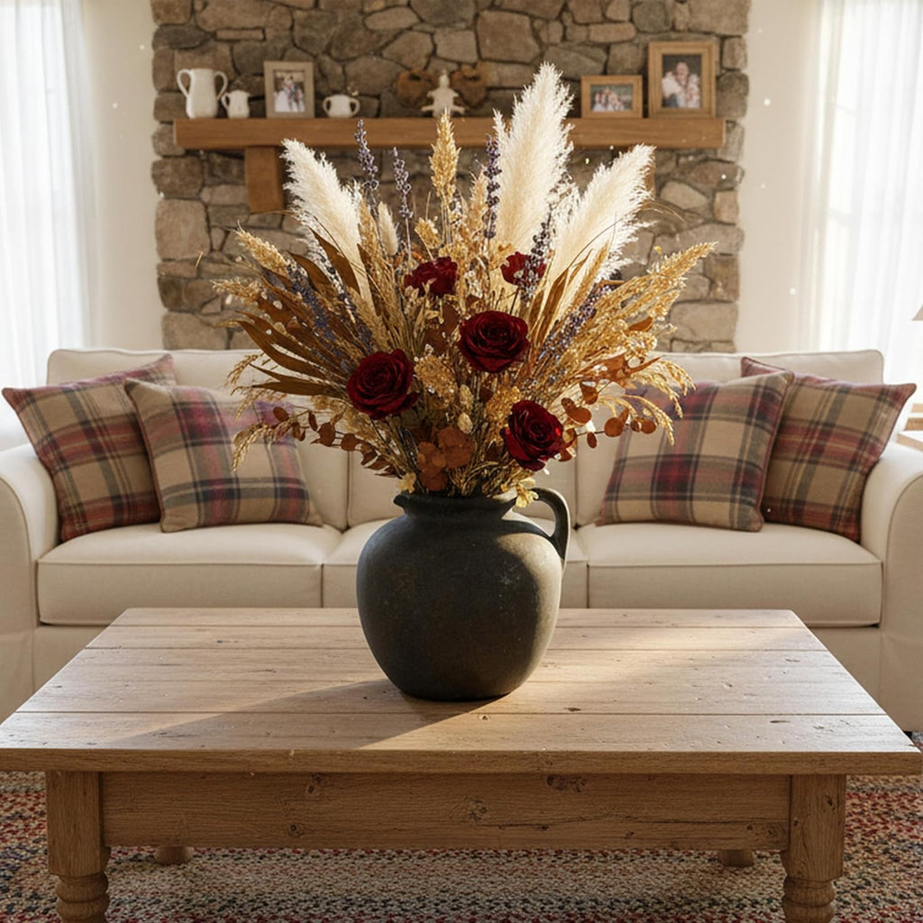 5.6 Inch Vintage Farmhouse Ceramic Vase, Antique Terracotta Vase with Handle Boho Decor Decorative Vase, Rustic Vase for Home Decor Living Room Book Shelf Table Coffee Desk Dining Fireplace