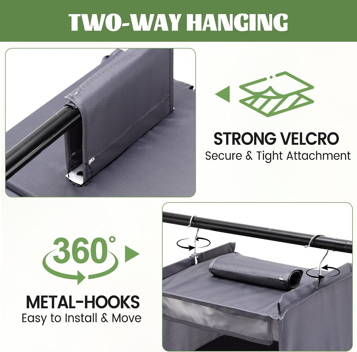 2 Pack 6-Shelf Weekly Clothes Organizer for Kids, Hanging Daily Closet Organization with 6 Side Pockets, Days of The Week Clothing Divider Storage for Boys and Girls (Grey)