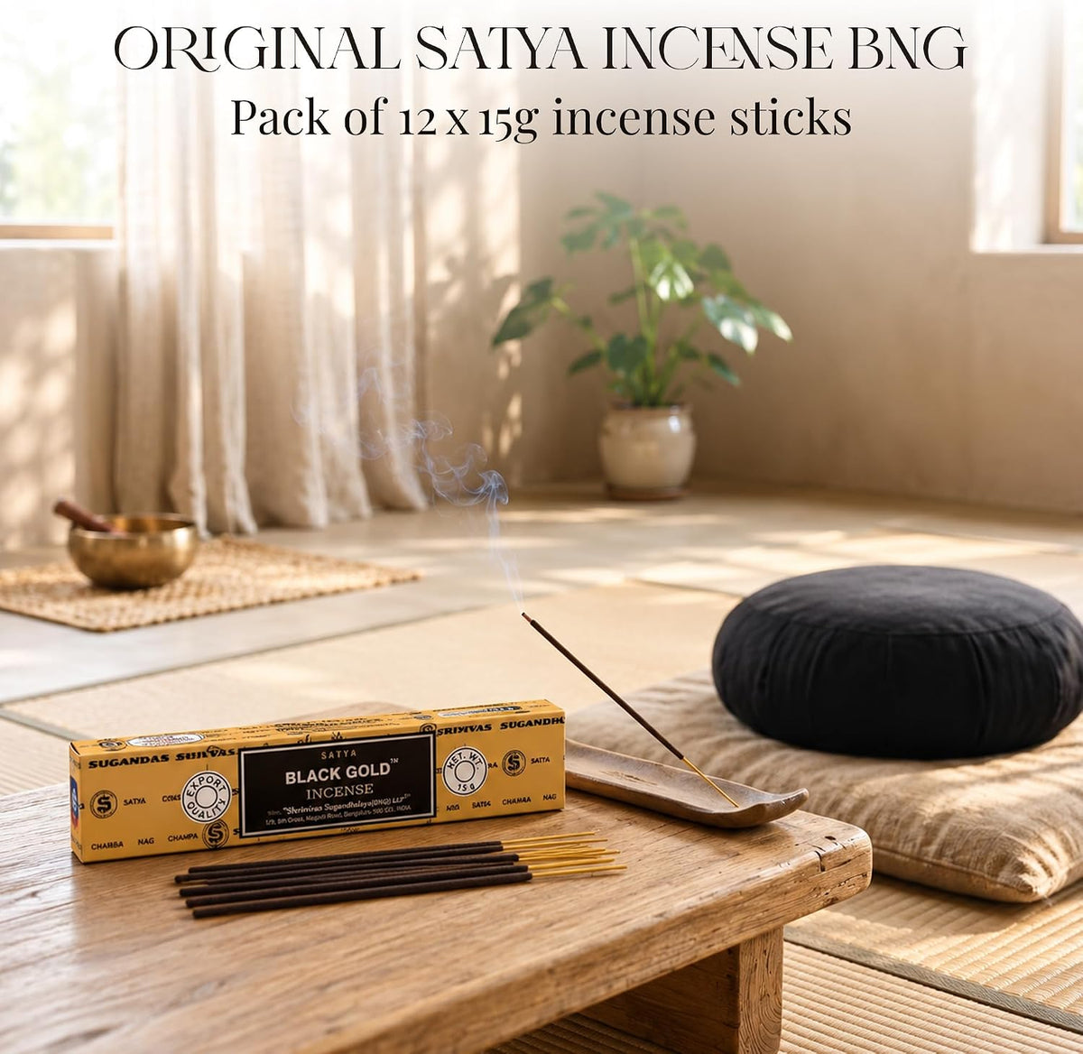 3 Packs Original Satya Sai Baba Nag Champa Incense Sticks Joss Insence - Insense 15g x 3 Box NagChampa Agarbatti (Black Gold)