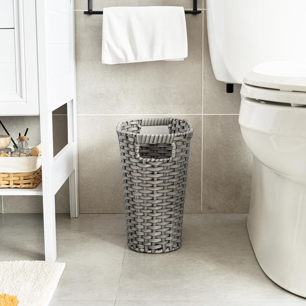 GRANNY SAYS Wicker Bathroom Trash Can, Wicker Waste Basket, Dark Gray
