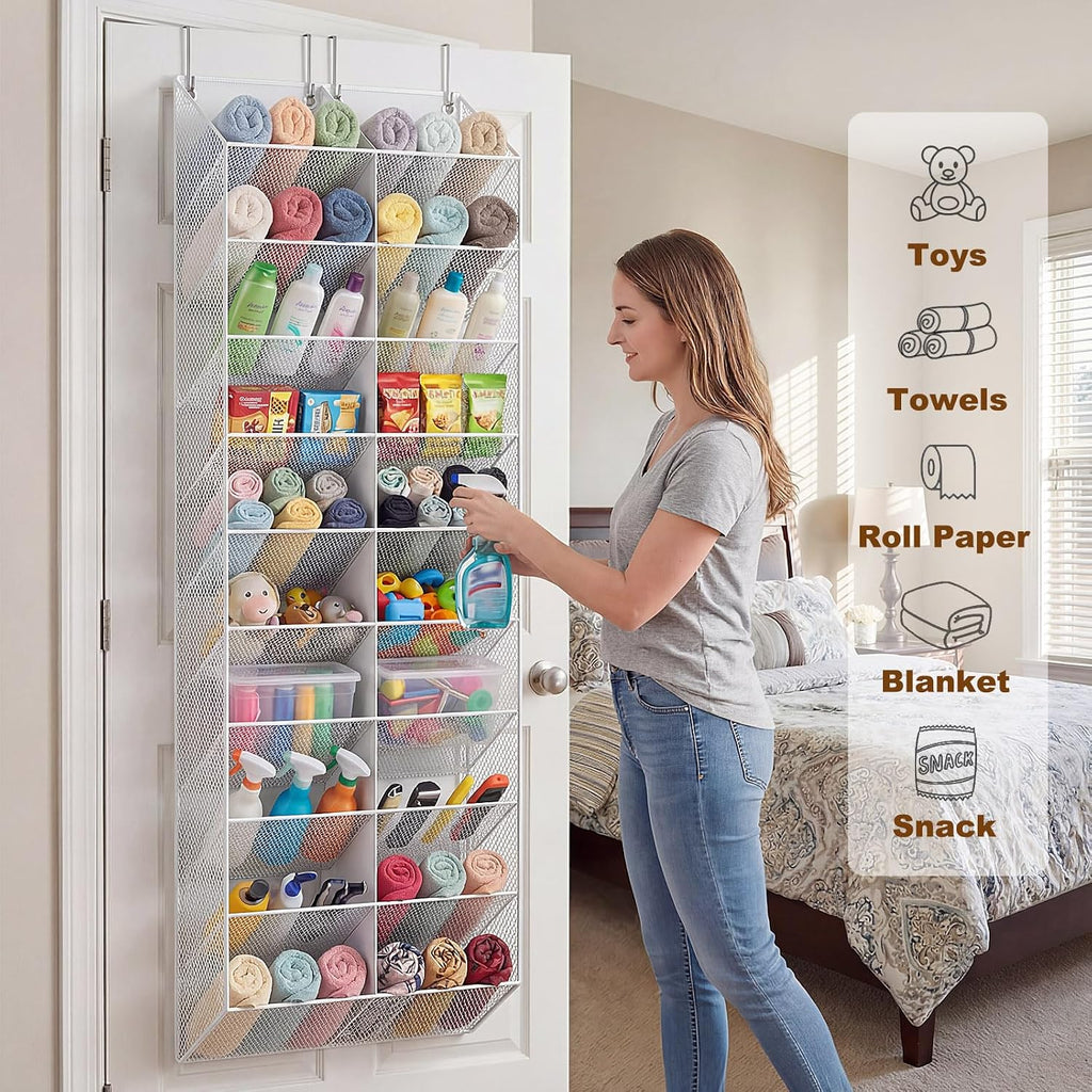 UVIAHOMI Over the Door Shoe Organizer for 20-30 Pairs, 10-Tier, White
