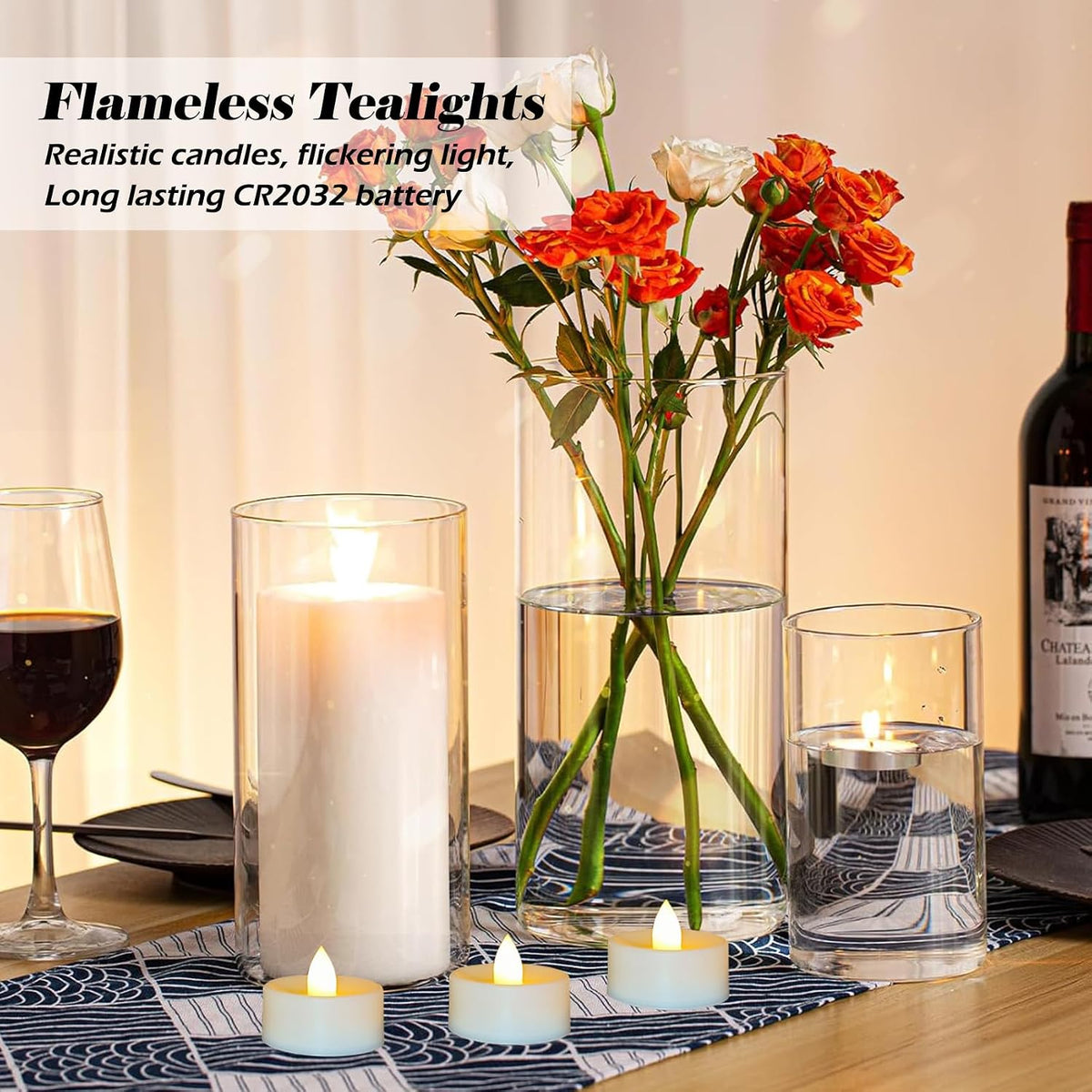 36 Pack Battery Operated Tea Lights Candles Flickering Flameless LED Lights, Long Lasting 200+ Hours Realistic Electric TeaLights Fake Plastic candles for Wedding, Centerpieces, Halloween, Christmas