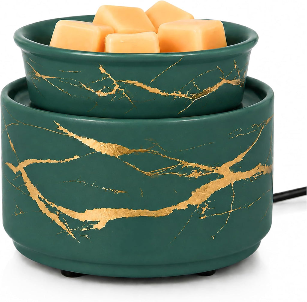 PALANCHY Green Wax Melt Warmer for Scented Wax with Gold Lightning Accents
