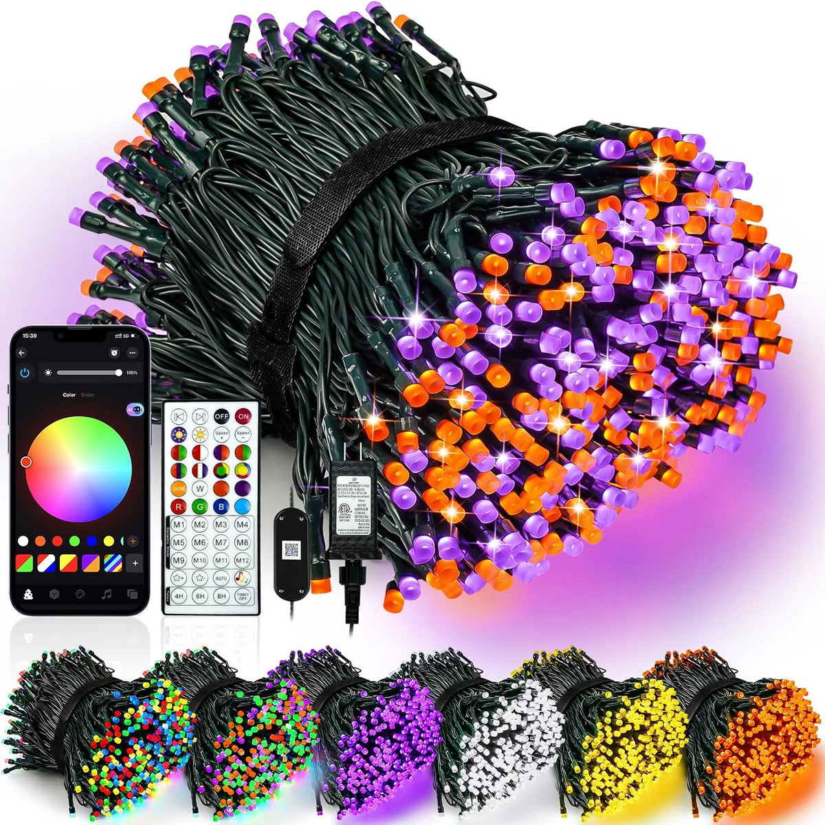 Smart Color Changing Halloween Lights String 211FT 600 LED APP and Remote