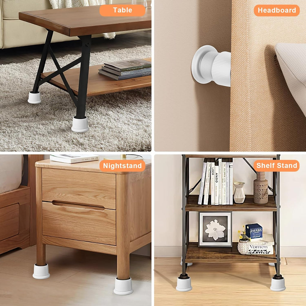 Adjustable Furniture Bed Risers 1.6-2.6 inch Durable Anti Slip-White 4 Pcs