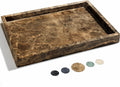 YMXYJM Real Natural Marble Tray for Bathroom, Genuine Marble Stone Vanity Tray, Luxury Storage Trays for Kitchen, Vanity, Home Decor, Dresser, Non-Resin/Non-Ceramic, 12"x 8"x 1.2", Dark Brown