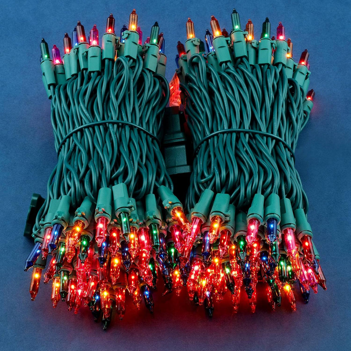 200 Multicolor Christmas Lights, 2 Set 33 ft 100 ct Green Wire String Light