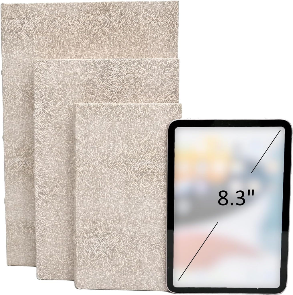 Modern Faux Shagreen Leather Decorative Book Boxes Set of 3(13",10",8")