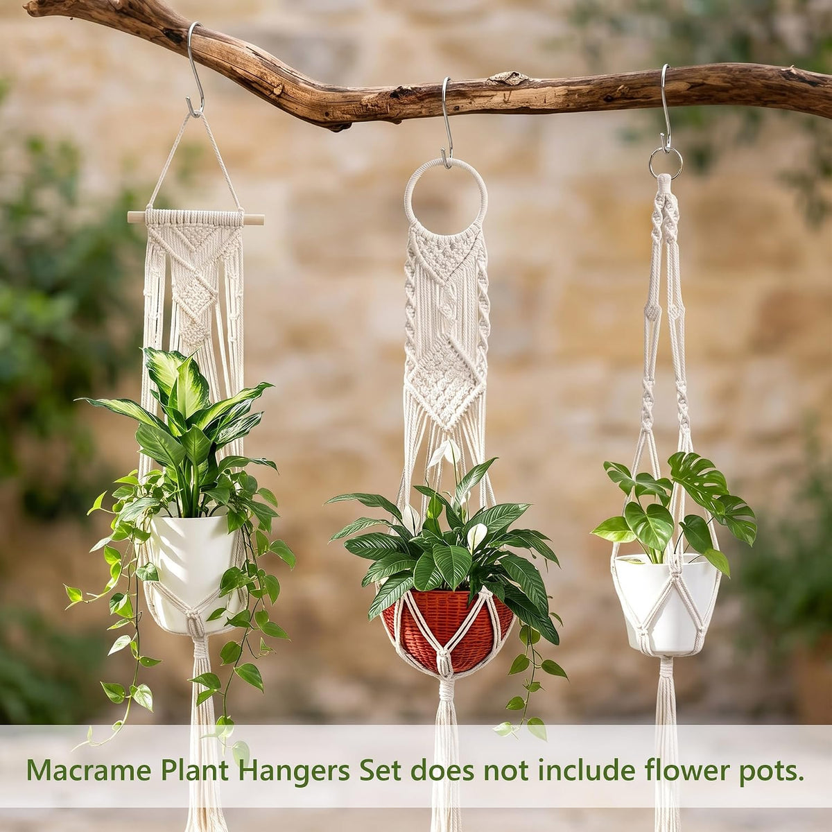 Laerjin 6 Pack Macrame Plant Hangers, Hanging Planters for Indoor Plants