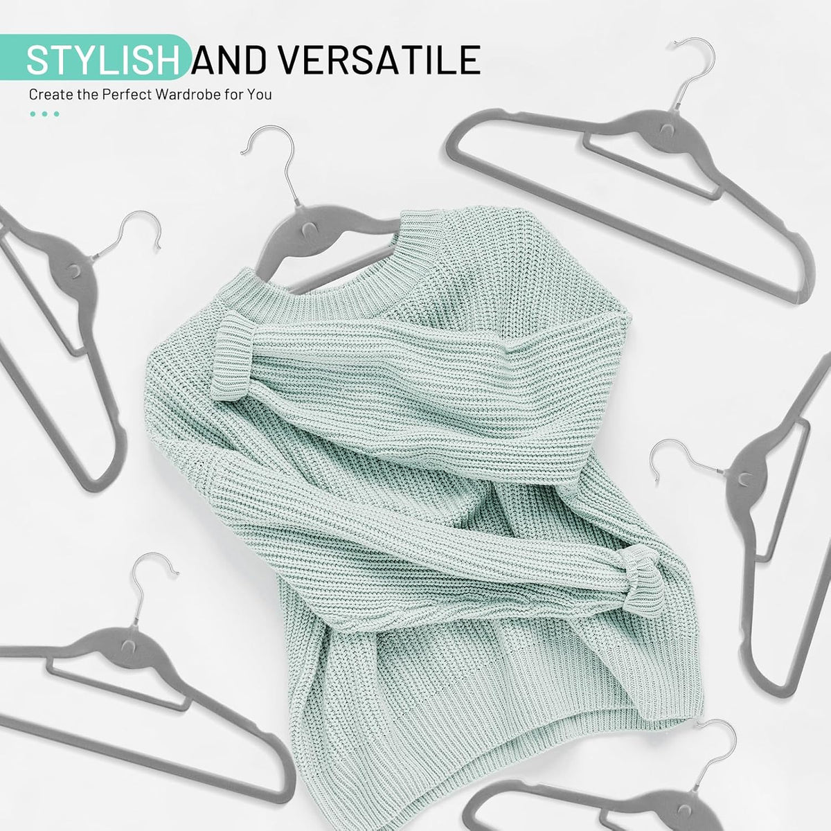 Velvet Stackable Hangers 30 Pack, Clothes Hanger Non Slip Felt with Hook